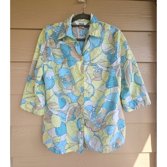 Alia Tops - ALIA Tropical Colorful Button Up Women's Sz 10